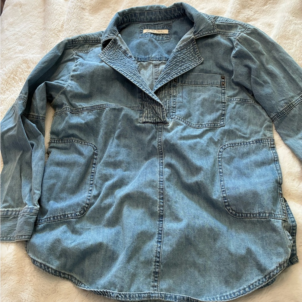 We The Free Light Blue Denim Shirt